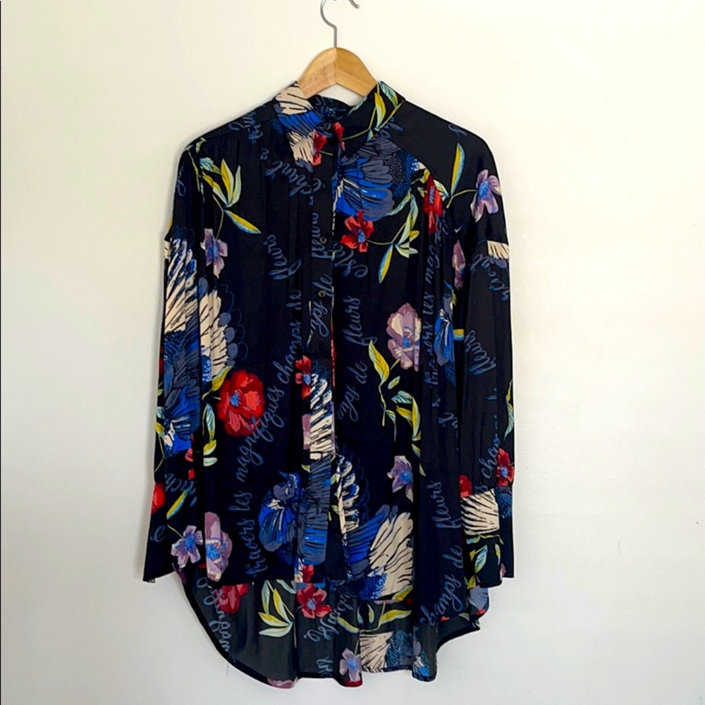 Free People printed button down shirt